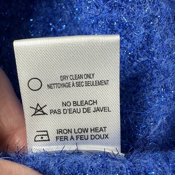 Sandrine Rose Pullover Sweater Long Sleeve Blue Metallic Sparkle Women's S NWT - Picture 8 of 10